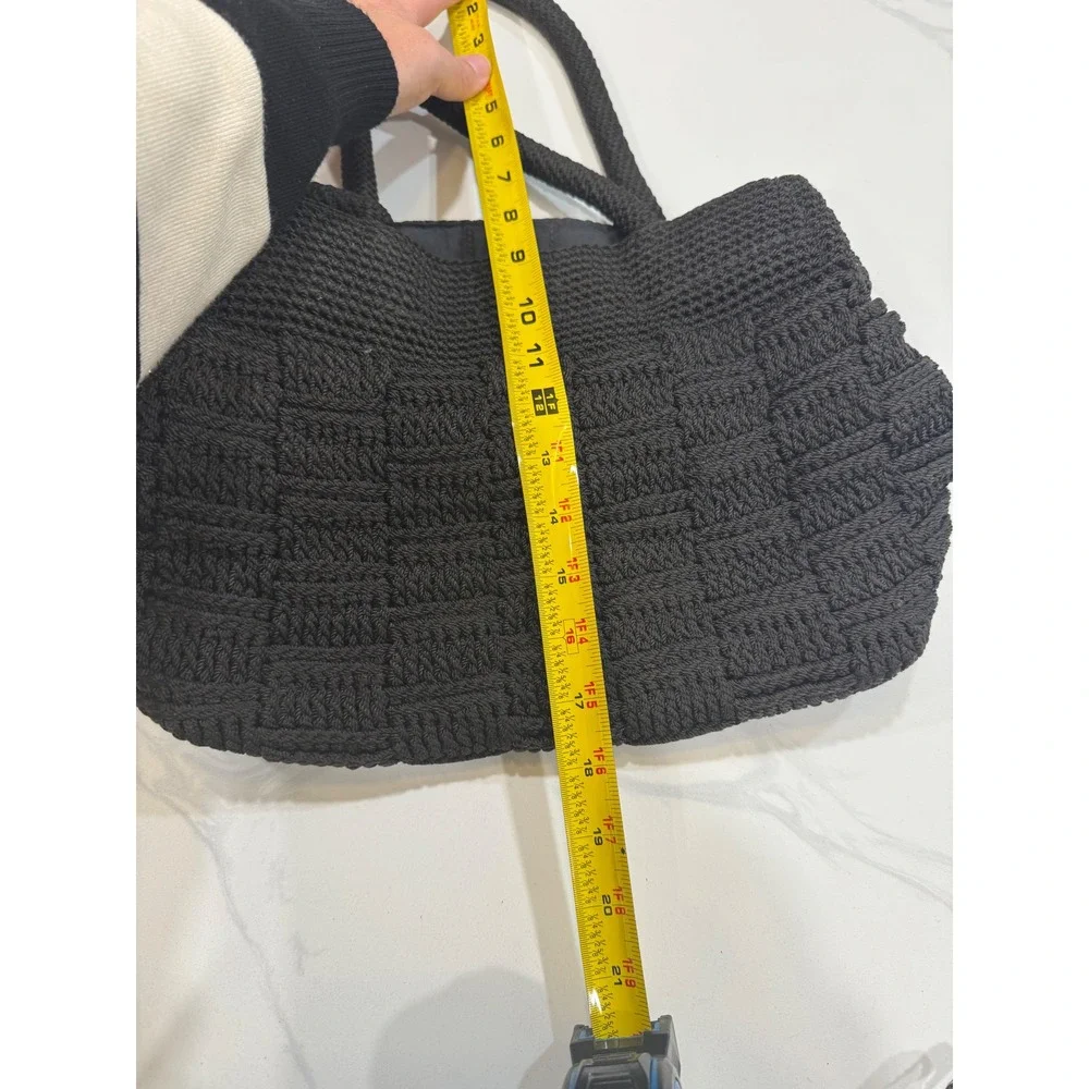 The Sak Black Woven Crochet Shoulder Bag Purse Tote